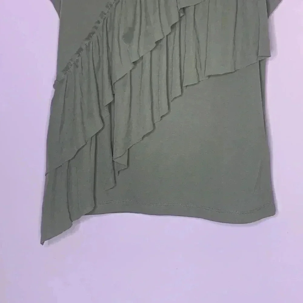 J.Crew Drapey Ruffle Tank Top Green Sleeveless Shirt Size Small